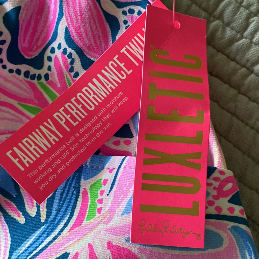 Lilly Pulitzer Luxletic Pink and Blue Floral Cropped Golf Pants NWOT - Picture 4 of 8